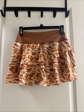 Aerie Offline Animal-Print Mini Skirt in Tan and Brown